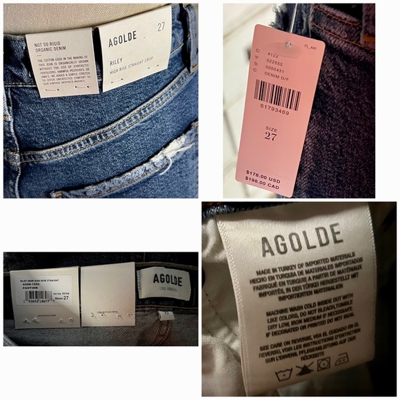 Agolde Riley High Rise Straight Cropped Jeans Size 27 - Picture 11 of 11